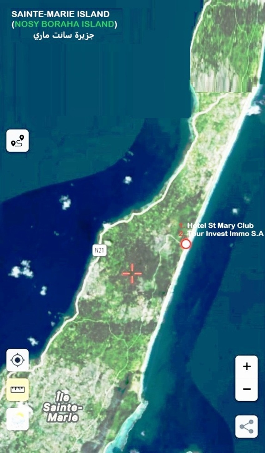 Saint Mary Club β Sainte-Marie Island (Nosy Boraha) site location with Tour Invest Immo S.A